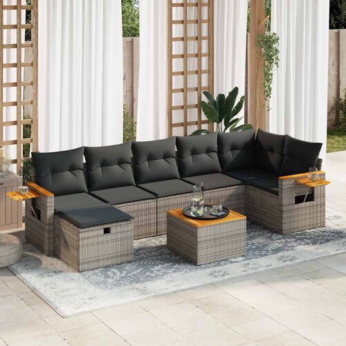  8-dijelni set vrtnih sofa od poliratana s jastucima sivi Cijene