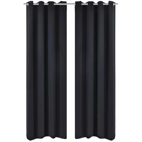 vidaXL 2 kosa črnih zaves z obročki 135 x 245 cm