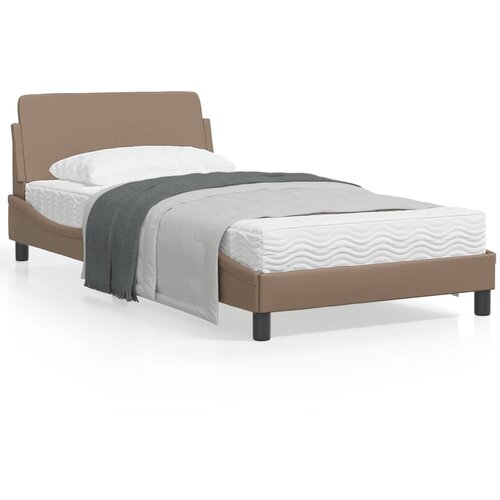 VidaXL Posteljni okvir z vzglavjem kapučino 100x200 cm umetno usnje Slike