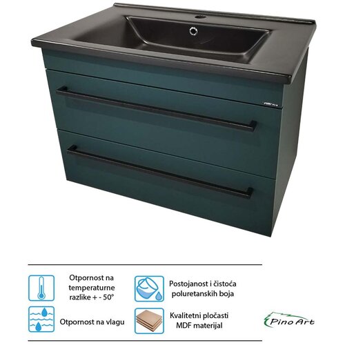 Pino Art Crni lavabo sa ormarićem Atria 75cm 1040 Zelena Cene