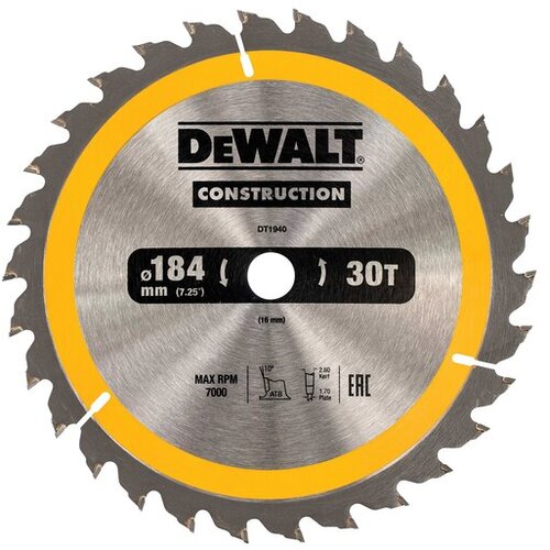 Dewalt KROŽNA ŽAGA DEWALT.184x16mmx30z, (22113125) Cene