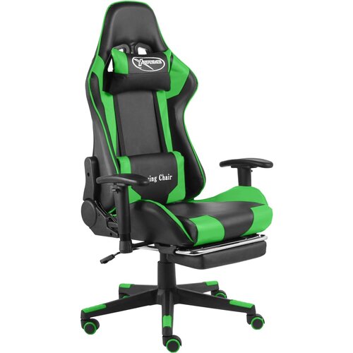 vidaXL Vrtljiv gaming stol z naslonjalom za noge zelen PVC Cene