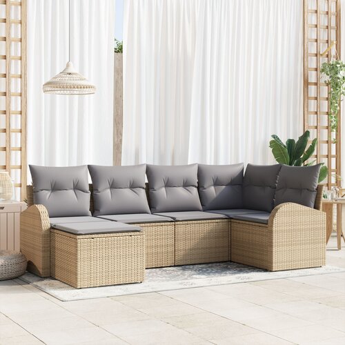 vidaXL 6-dijelni set vrtnih sofa s jastučićima bež poli ratan Cene