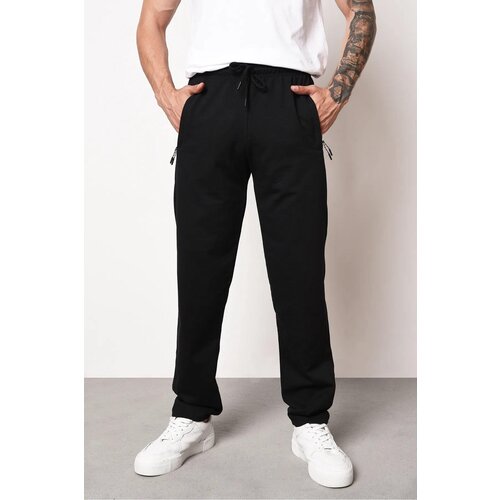 Dewberry 14308 Straight Leg Pocket Zipper Detailed Sweatpant-BLACK Slike
