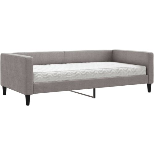  Dnevni krevet s madracem smeđesivi 100 x 200 cm od tkanine Slike
