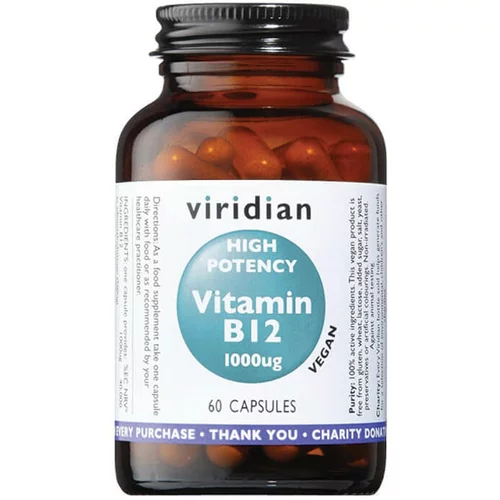 Viridian Nutrition Visoko potencirani vitamin B12 Viridian, 1000 ug (60 kapsul)