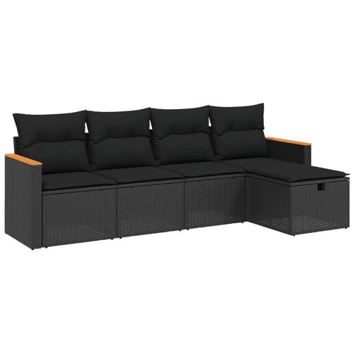 Maison Chic Seti vrtnega pohi&amp;scaron;tva - Vrtna garnitura - Vrtni pohi&amp;scaron;tvo set 5-delna z blazinami črn poli ratan, (21817204) Slike