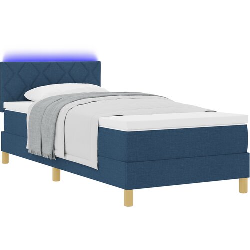 vidaXL Krevet s kutijom s madracem i LED plavi 100x200 cm tkanina Cijene