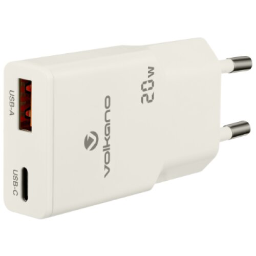  Kućni punjač Volkano Mighty Series VK-8063-WT GaN 20W USB-A + USN-C Slike