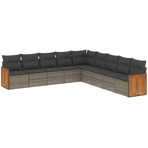 Maison Chic Seti vrtnega pohištva - Vrtna garnitura - Vrtni pohištvo set 9-delna z blazinami siv poli ratan, (21804052) Cene