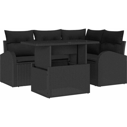  Sjedeća garnitura za vrt 5 kom. Crna poliratan 100 x 55 x 73 cm Slike
