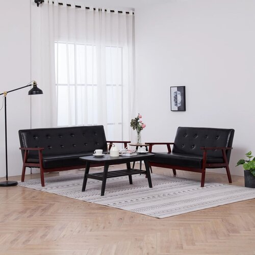 VidaXL 2-dijelni set sofa od umjetne kože crni Slike