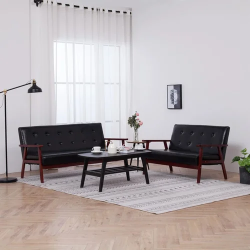 vidaXL 2-dijelni set sofa od umjetne kože crni