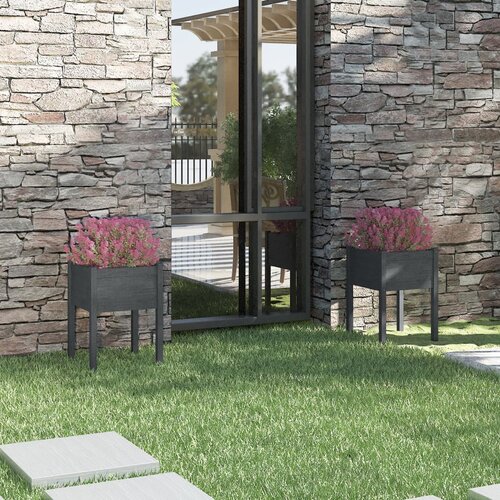 vidaXL vrtne sadilice 2 kom sive 50 x 50 x 70 cm od masivne borovine Cijene