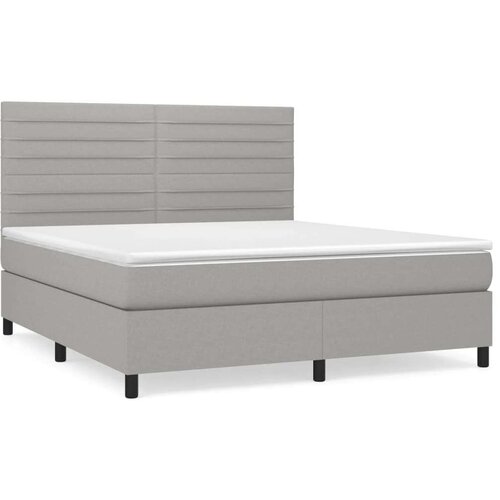  Krevet box spring s madracem svjetlosiva 160x200 cm tkanina Slike