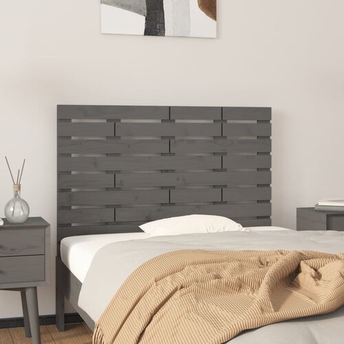 VidaXL Stensko posteljno vzglavje sivo 96x3x63 cm trdna borovina Slike