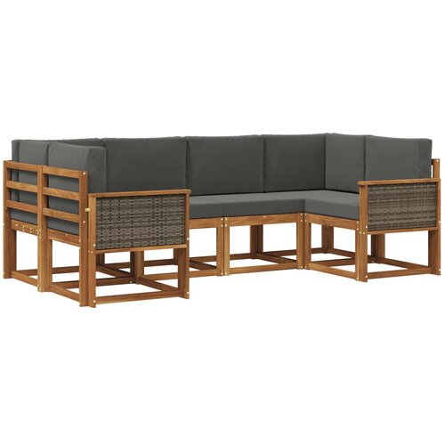 vidaXL Zunanja garnitura za sedenje 6 pcs Naravna in antracitna, (5000281257) Cene