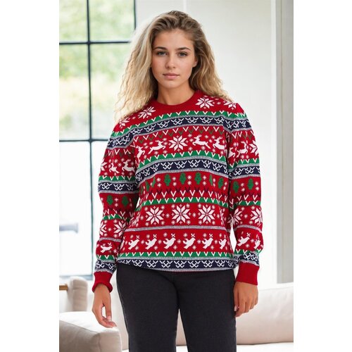 Dewberry 88147 Christmas Womens Sweater-RED Slike