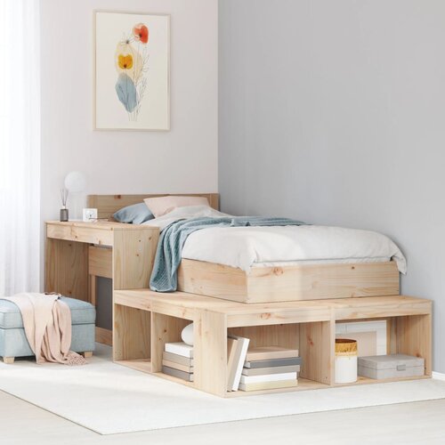 VidaXL Noćni ormarić s radnim stolom 232x122x75 cm od masivne borovine Slike