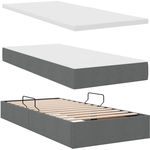  LED krevet za pohranu s madracem Tamnosiva 100 x 200 cm Tkanina Slike
