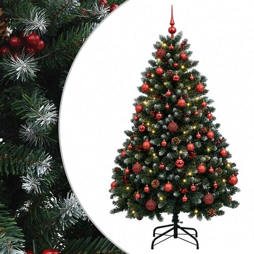  Umjetno božićno drvce zeleno s kuglicom 150 cm 150 LED lampica - Zeleno sa zamrznutim vrhovima &amp;Oslash; 80 x 150 cm sa 150 LED žaruljic Slike
