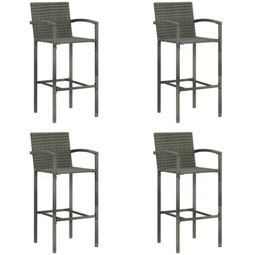  Barski stolčki 4 kosi siv poli ratan