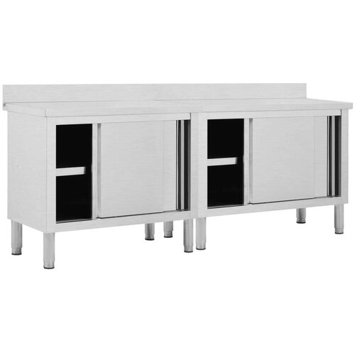 VidaXL Radni stolovi s kliznim vratima 2 kom 200x50x(95-97)cm cm čelik Slike