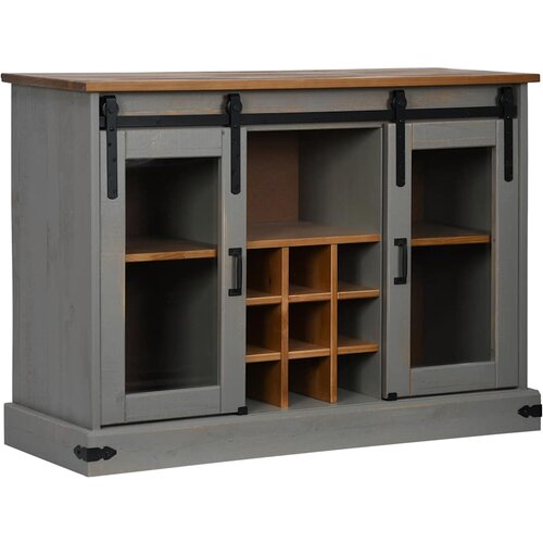 Maison Chic Komoda - Predalnik HALDEN 2 drsna vrata siva 112x40x80 cm masivni les, (21719665) Cene