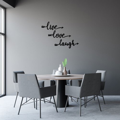 Wallity Zidna dekoracija Live Love Laugh, 60 x 60 cm, Crna Cene