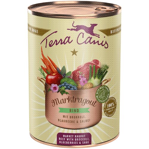 Terra Canis Marktragout 6 x 385 g - Govedina s brokulom, borovnicama i kaduljom Slike