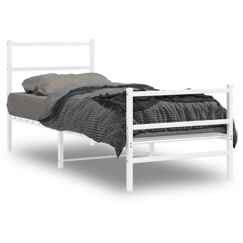 Furnova Kovinski posteljni okvir z vzglavjem in vznožjem&amp;nbsp;bel 80x200 cm, (21940914) Slike