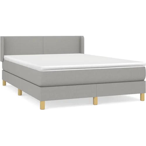 Maison Chic Box spring postelja - Vzmetna postelja z vzmetnico svetlo siva 140x200 cm blago SL7433, (21908558)