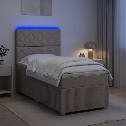  LED okvir za krevet s madracem Sivosmeđa 90 x 190 cm Tkanina Cijene