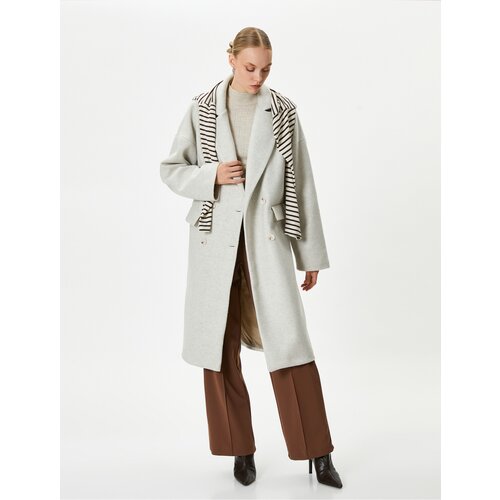 Koton Oversize Cashmere Coat Double Breasted Buttoned with Flap Pockets Slike