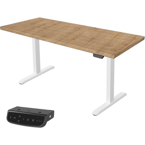 Uvi Standard V2 električna dvižna miza Chalet Oak z belim okvirom Cene