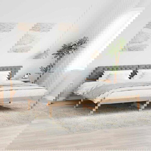 vidaXL Okvir kreveta s uzglavljem Smeđa i svijetlo siva 200 x 200 cm Cijene