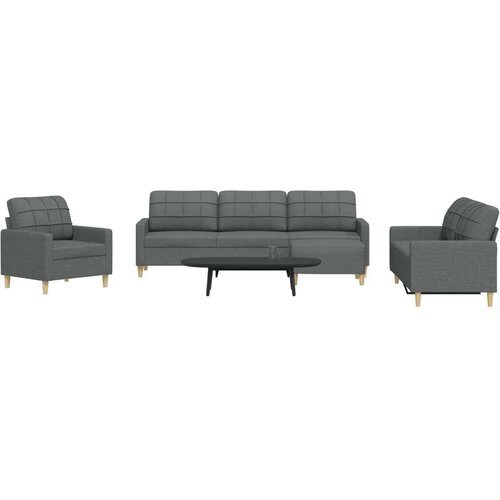  4-dijelni set sofa s tabureom tamnosivi od tkanine Cijene
