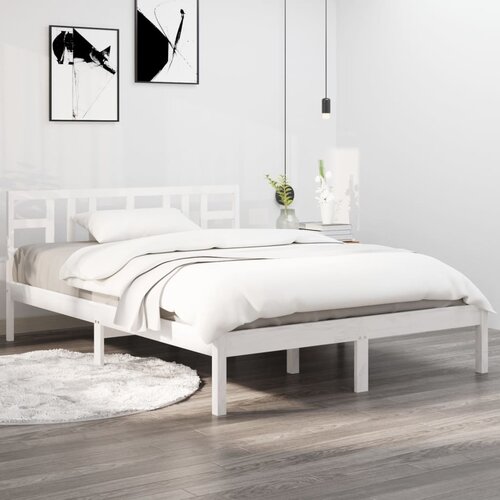Furnova Posteljni okvir bel iz trdnega lesa 140x190 cm, (21933986) Slike