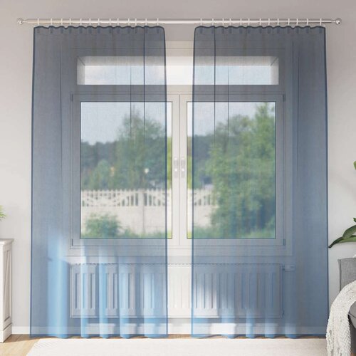 Voile zavjese s džepovima za &amp;scaron;ipke 2 kom. kraljevsko plave Plava 140 x 225 cm Slike