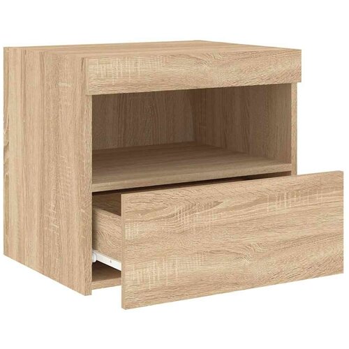 VidaXL Noćni ormarić s LED svjetlima boja hrasta sonome 50x40x45 cm Slike