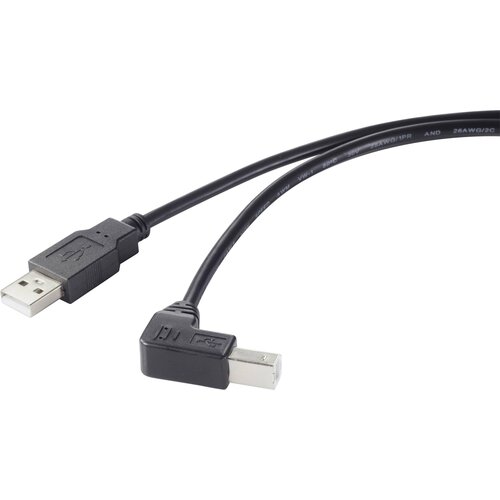 Renkforce USB kabel USB 2.0 USB-A vtič\, USB-B vtič 0.5 m črna 90&deg; kotni navzdol RF-4613068, (20416674) Cene