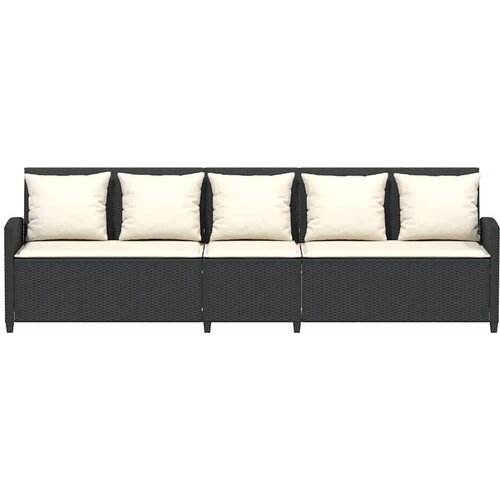 VidaXL Vrtna sofa 5-sjed s jastucima crni poliratan Slike