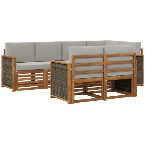 vidaXL Kotna sedežna garnitura z blazino 6 pcs Naravna in svetlo siva, (5000283659) Cene