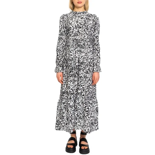 Only ONLOLYMPIA L/S MIDI DRESS WVN - 15221277 Crna