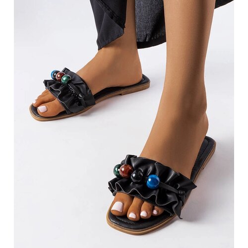 Gemre Black ruched slides Fortier Slike