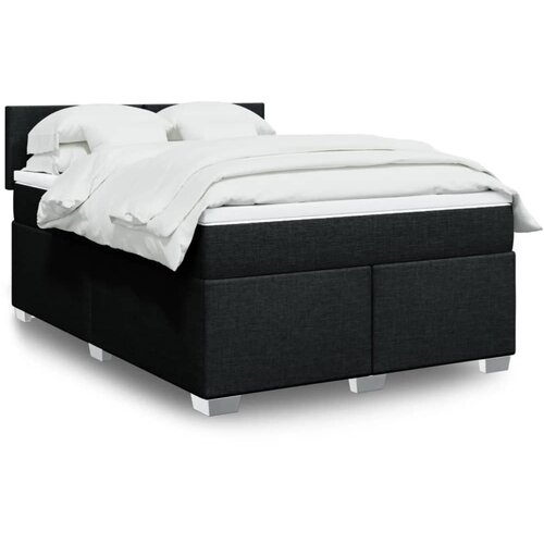 vidaXL Box spring postelja z vzmetnico črna 140x200 cm blago Cene