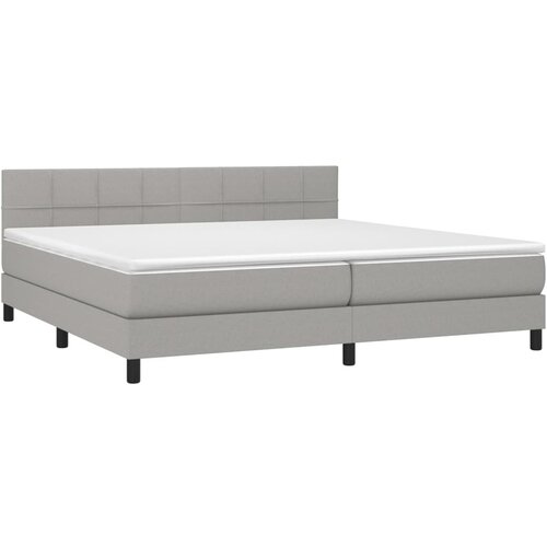  Krevet s oprugama i madracem svjetlosivi 200 x 200cm od tkanine Slike