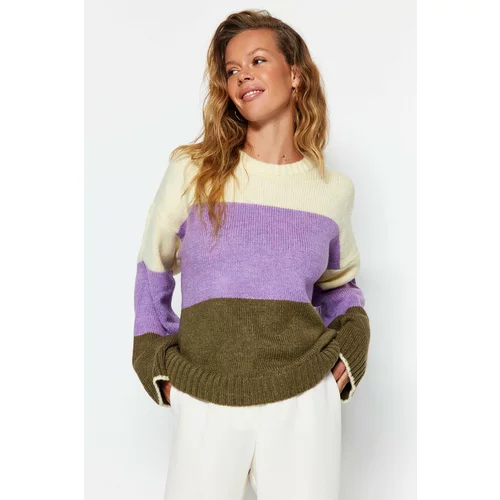 Trendyol Yellow Soft Textured Color Block Knitwear Sweater