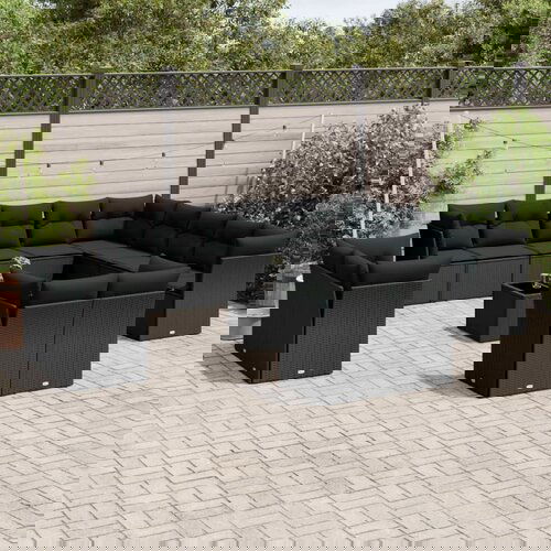 VidaXL 14-dijelni set vrtnih sofa s jastucima poliratan crni Slike