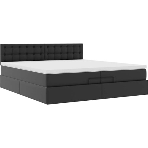 vidaXL Otomanski posteljni okvir z vzmetnicami črn 200x200cm um. usnje, (21611985) Cene